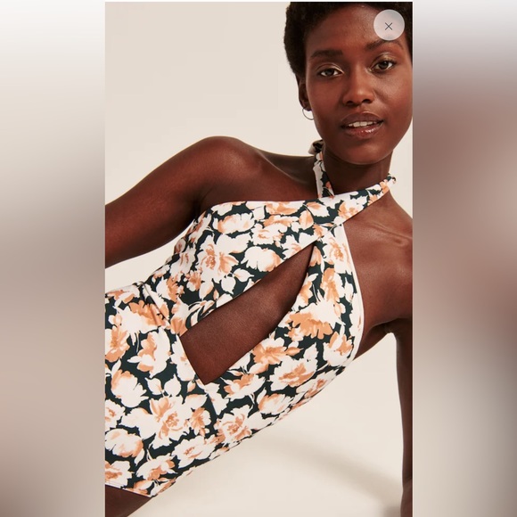 ABERCROMBIE Cross Halter Cutout One-Piece Swimsuit NWT - Picture 4 of 10